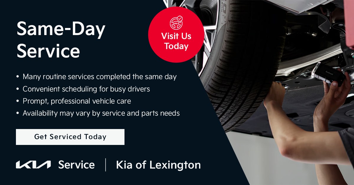 Same-Day Service at Kia of Lexington, many routine services completed the same day